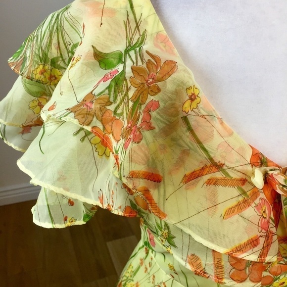 Vintage 60’s Yellow Floral Maxi Dress Southern Bel - Picture 4 of 16